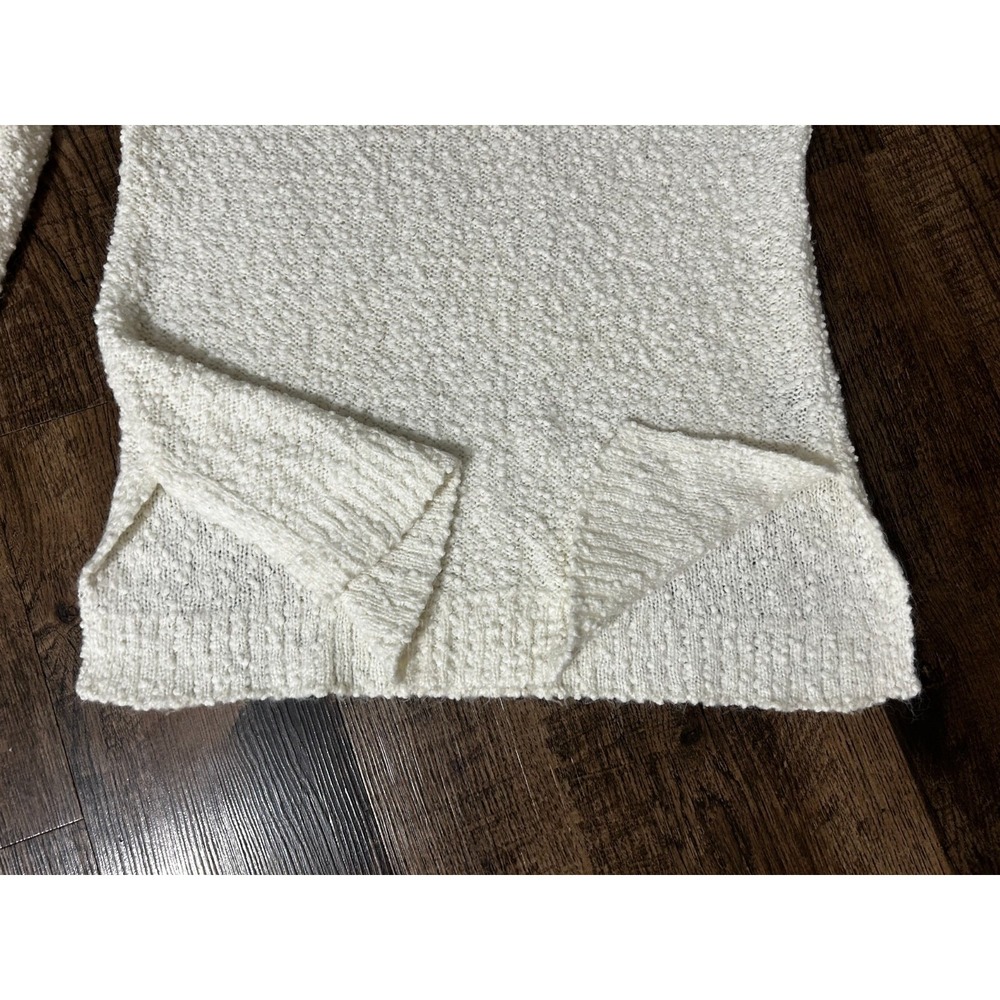 Marled REUNITED CLOTHING XS White Popcorn Knit Long Sleeve Slit Pullover - Picture 5 of 8